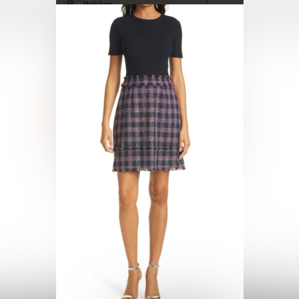 NEW WITH TAGS Ted Baker combo/tweed dress navy and pink size 2 (TED SIZING)